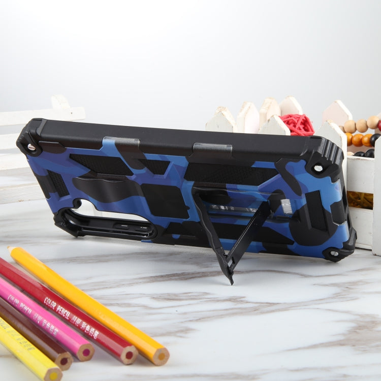 For Samsung Galaxy S24+ 5G Camouflage Armor Kickstand TPU + PC Magnetic Phone Case(Dark Blue)