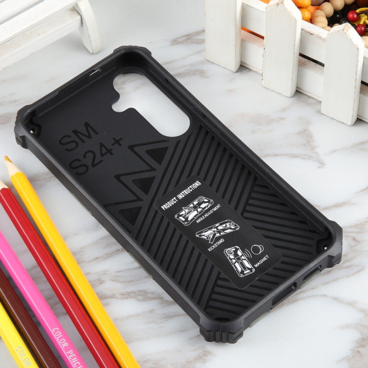 For Samsung Galaxy S24+ 5G Camouflage Armor Kickstand TPU + PC Magnetic Phone Case(Mint Green)