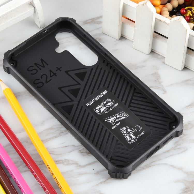 For Samsung Galaxy S24+ 5G Camouflage Armor Kickstand TPU + PC Magnetic Phone Case(Grey)