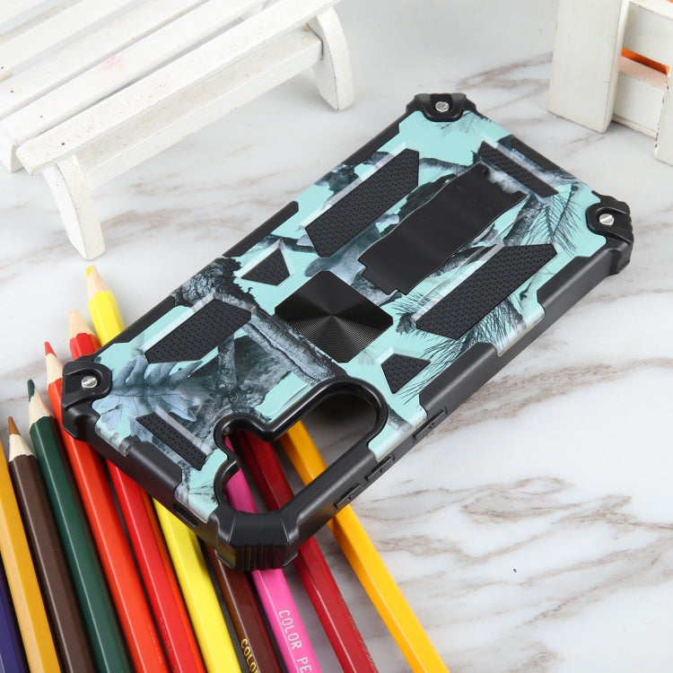 For Samsung Galaxy S24 5G Camouflage Armor Kickstand TPU + PC Magnetic Phone Case(Mint Green)