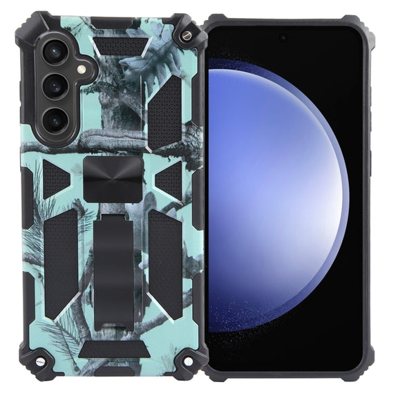 For Samsung Galaxy S24 5G Camouflage Armor Kickstand TPU + PC Magnetic Phone Case(Mint Green)