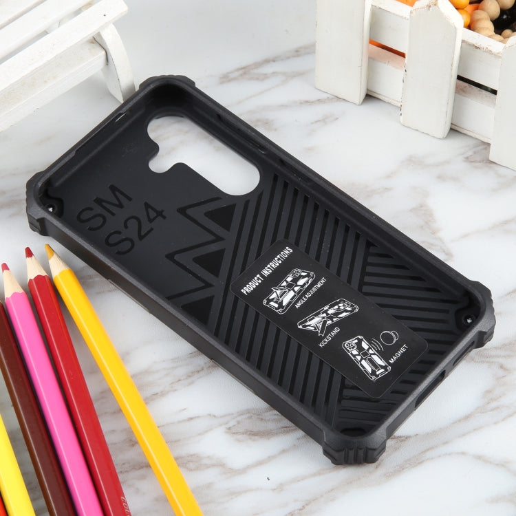 For Samsung Galaxy S24 5G Camouflage Armor Kickstand TPU + PC Magnetic Phone Case(Grey)