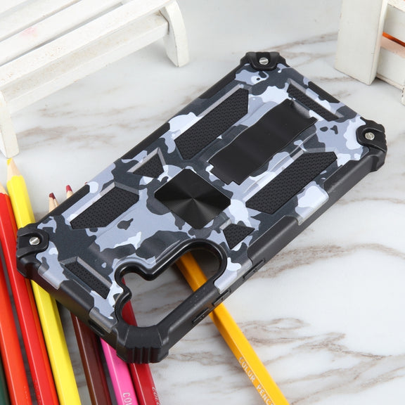 For Samsung Galaxy S24 5G Camouflage Armor Kickstand TPU + PC Magnetic Phone Case(Grey)