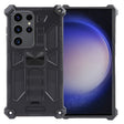 For Samsung Galaxy S24 Ultra 5G Armor Shockproof TPU + PC Magnetic Phone Case with Holder(Black) - Galaxy S24 Ultra 5G Cases by PMC TechLife | Online Shopping South Africa | PMC TechLife | Buy Now Pay Later Mobicred