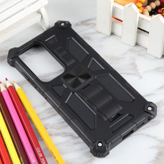 For Samsung Galaxy S24 Ultra 5G Armor Shockproof TPU + PC Magnetic Phone Case with Holder(Black)