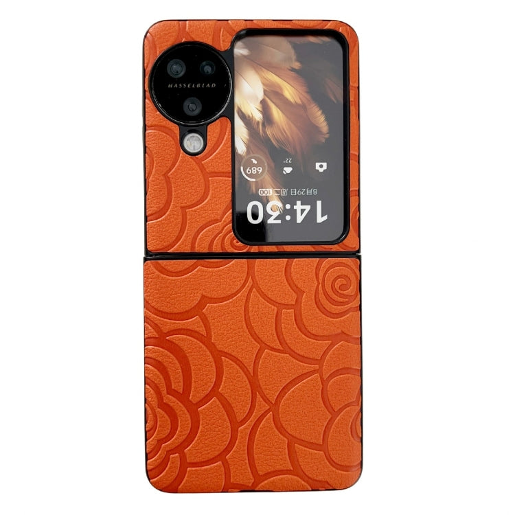 For OPPO Find N3 Flip Impression Flower Pattern Protective Phone Case(Orange)