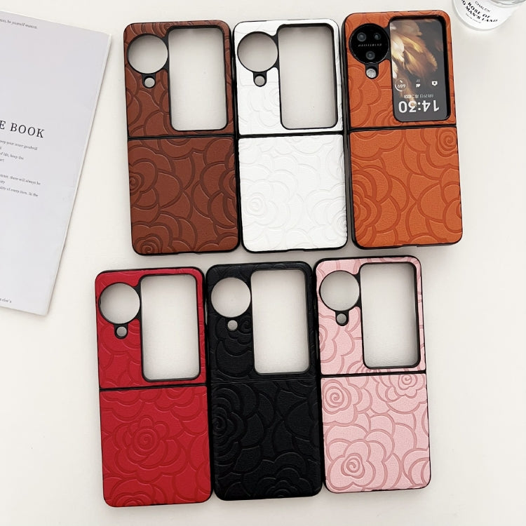 For OPPO Find N3 Flip Impression Flower Pattern Protective Phone Case(Orange)