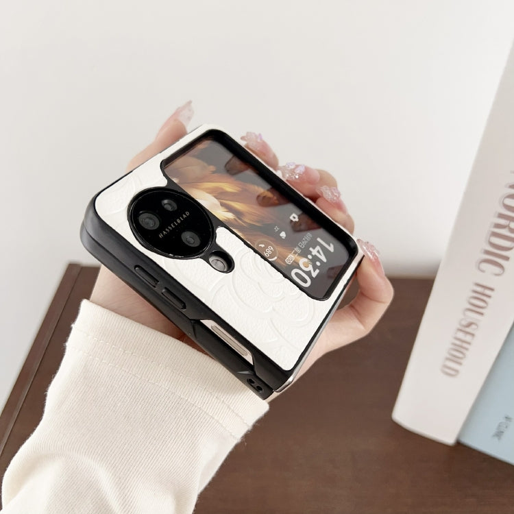 For OPPO Find N2 Flip Impression Flower Pattern Protective Phone Case(Brown)