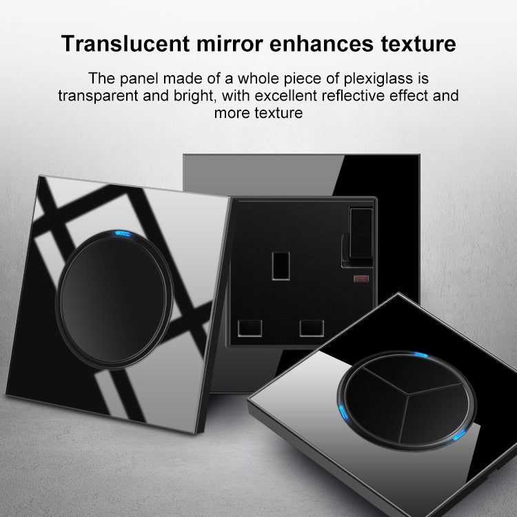86mm Round LED Tempered Glass Switch Panel, Black Round Glass, Style:Two Billing Control