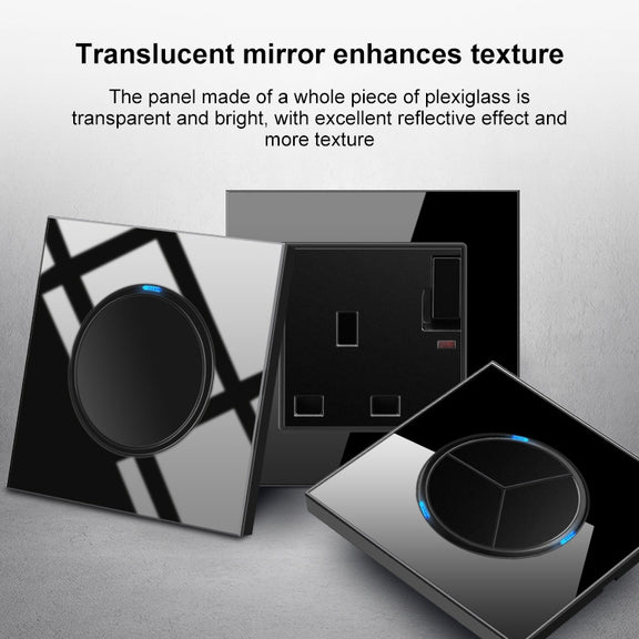 86mm Round LED Tempered Glass Switch Panel, Black Round Glass, Style:Two Billing Control