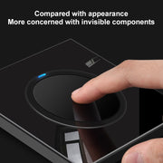86mm Round LED Tempered Glass Switch Panel, Black Round Glass, Style:Four Open Dual Control