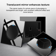 86mm Round LED Tempered Glass Switch Panel, Black Round Glass, Style:One Open Multiple Control