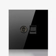 86mm Round LED Tempered Glass Switch Panel, Black Round Glass, Style:Telephone-Computer Socket -  by PMC TechLife | Online Shopping South Africa | PMC TechLife | Buy Now Pay Later Mobicred