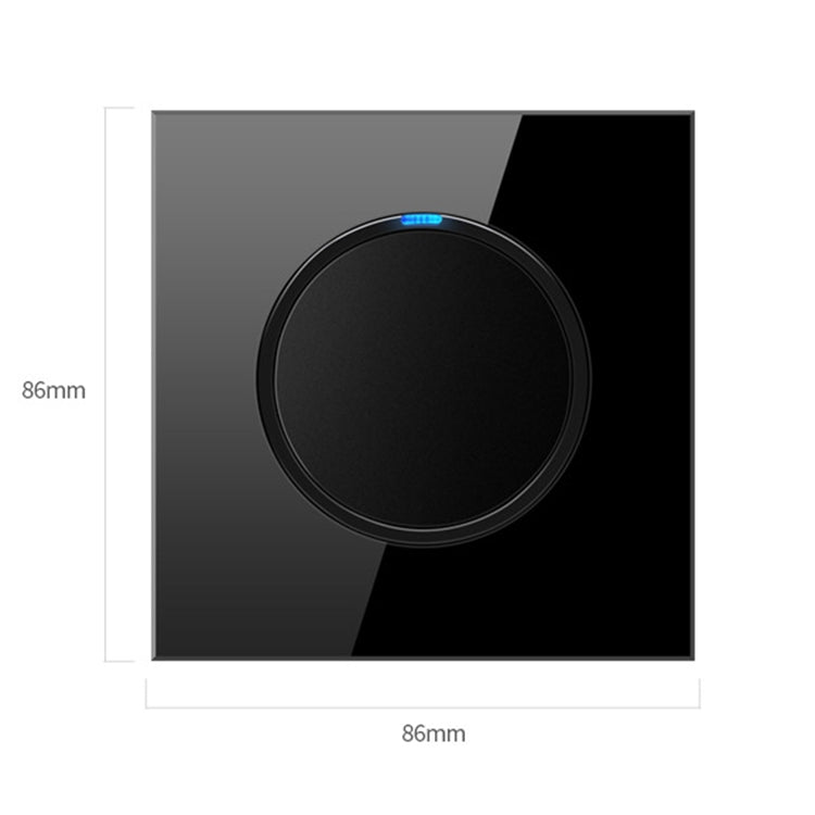 86mm Round LED Tempered Glass Switch Panel, Black Round Glass, Style:Telephone-Computer Socket