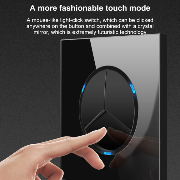 86mm Round LED Tempered Glass Switch Panel, Black Round Glass, Style:Telephone-Computer Socket