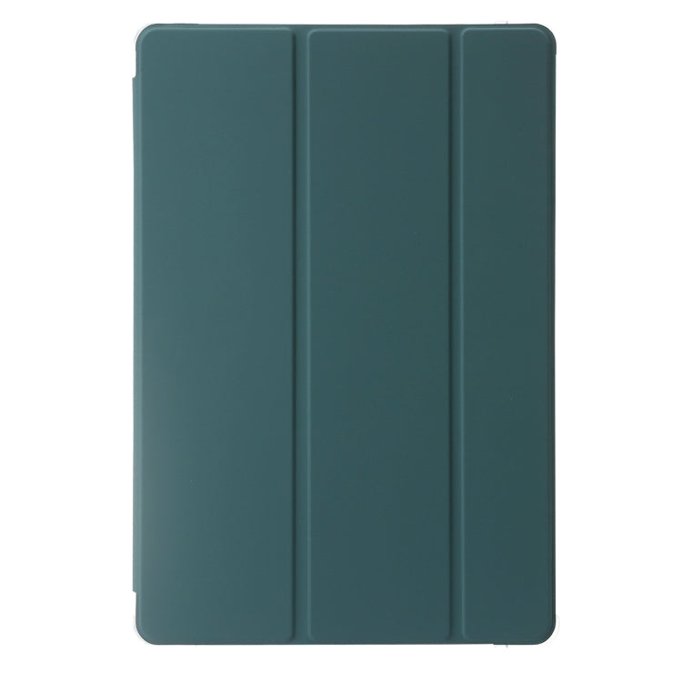 For Huawei Matepad 11 Pro 2024 Clear Acrylic 3-Fold Leather Tablet Case(Dark Green)