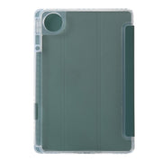 For Huawei Matepad 11 Pro 2024 Clear Acrylic 3-Fold Leather Tablet Case(Dark Green)