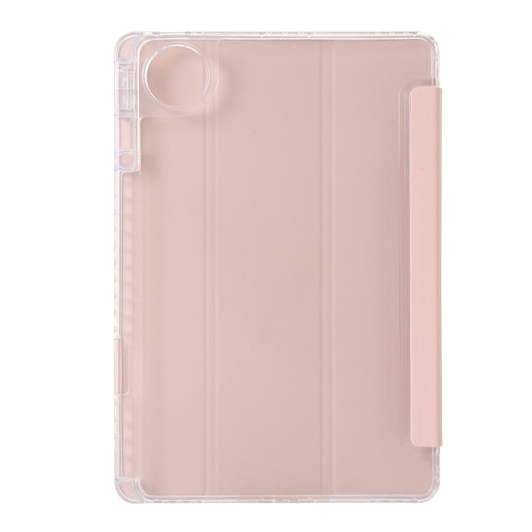 For Huawei Matepad 11 Pro 2024 Clear Acrylic 3-Fold Leather Tablet Case(Pink)