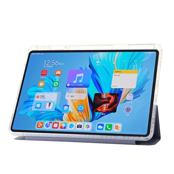 For Huawei Matepad 11 Pro 2024 Clear Acrylic 3-Fold Leather Tablet Case(Lavender Purple)