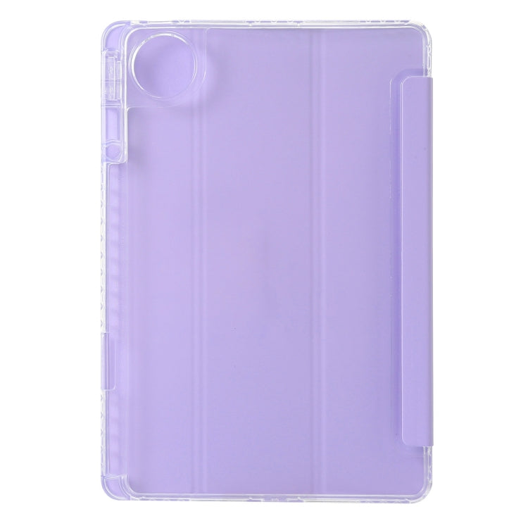 For Huawei Matepad 11 Pro 2024 Clear Acrylic 3-Fold Leather Tablet Case(Purple)