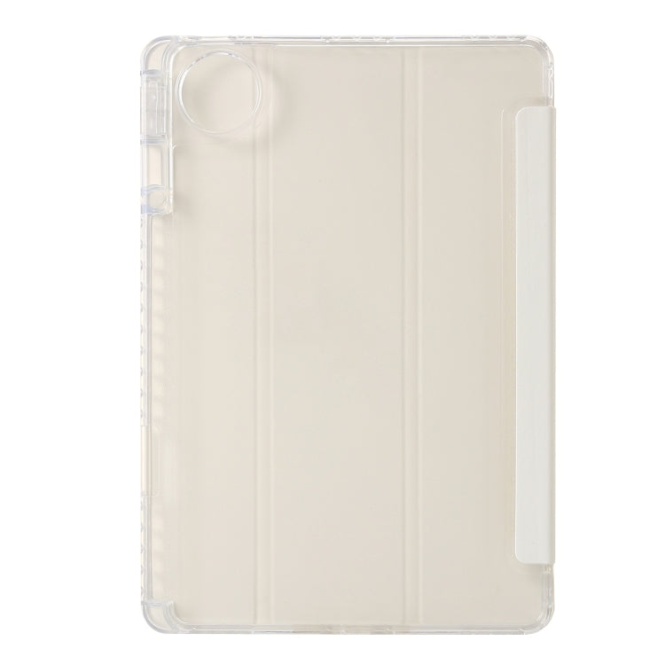 For Huawei Matepad 11 Pro 2024 Clear Acrylic 3-Fold Leather Tablet Case(White)
