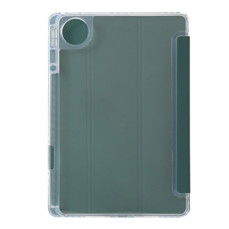 For Huawei MatePad Pro 13.2 2023 Clear Acrylic 3-Fold Leather Tablet Case(Dark Green)