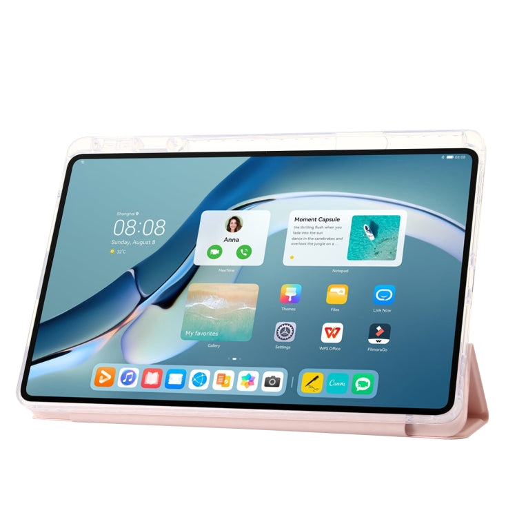 For Huawei MatePad Pro 13.2 2023 Clear Acrylic 3-Fold Leather Tablet Case(Pink)