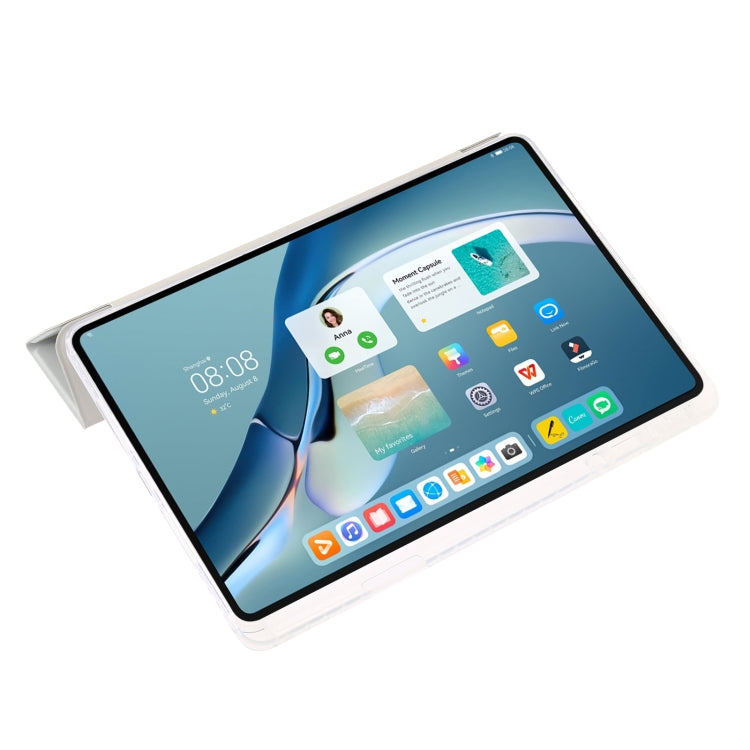 For Huawei MatePad Pro 13.2 2023 Clear Acrylic 3-Fold Leather Tablet Case(Grey)