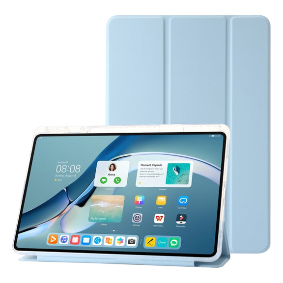 For Huawei MatePad Pro 13.2 2023 Clear Acrylic 3-Fold Leather Tablet Case(Ice Blue)