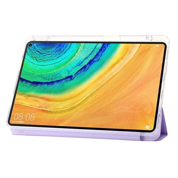 For Huawei MatePad Pro 13.2 2023 Clear Acrylic 3-Fold Leather Tablet Case(Purple)