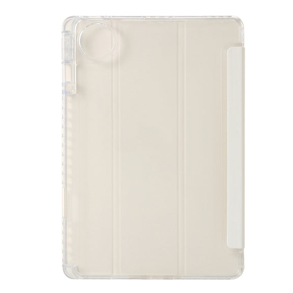 For Huawei MatePad Pro 13.2 2023 Clear Acrylic 3-Fold Leather Tablet Case(White)