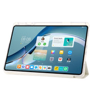 For Huawei MatePad Pro 13.2 2023 Clear Acrylic 3-Fold Leather Tablet Case(White)