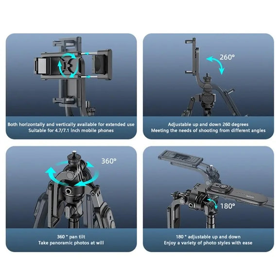 YESIDO SF17 Multifunctional Retractable Metal Tripod Stand Selfie Stick for Cell Phones Camera(Black)