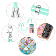 For Samsung Galaxy S25 Ultra 5G Electroplating Pattern IMD TPU Shockproof Case with Neck Lanyard(Colorful Scales)