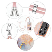For Samsung Galaxy S25 Ultra 5G Electroplating Pattern IMD TPU Shockproof Case with Neck Lanyard(Milky Way White Marble)