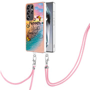 For Samsung Galaxy S25 Ultra 5G Electroplating Pattern IMD TPU Shockproof Case with Neck Lanyard(Dream Chasing Butterfly)