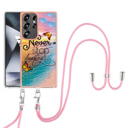 For Samsung Galaxy S25 Ultra 5G Electroplating Pattern IMD TPU Shockproof Case with Neck Lanyard(Dream Chasing Butterfly)