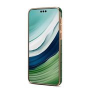 For Huawei Mate 60 Denior Crocodile Texture Genuine Leather Electroplating Phone Case(Green)