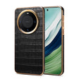 For Huawei Mate 60 Denior Crocodile Texture Genuine Leather Electroplating Phone Case(Black) - Huawei Cases by Denior | Online Shopping South Africa | PMC TechLife | Buy Now Pay Later Mobicred