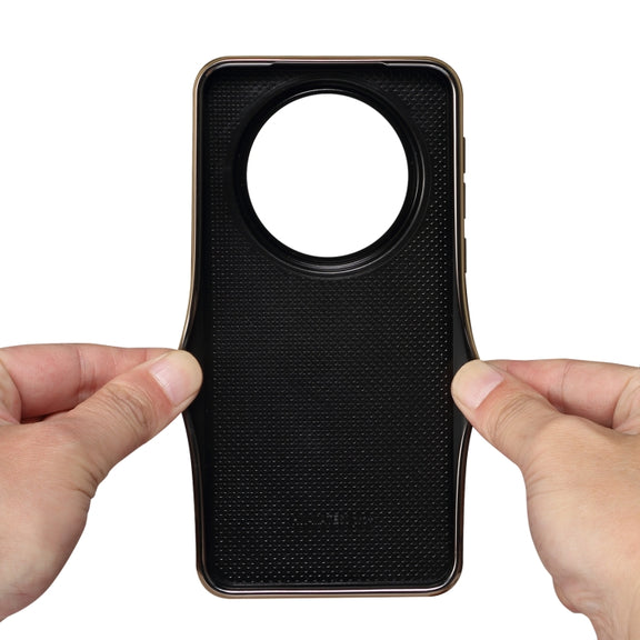 For Huawei Mate 60 Denior Crocodile Texture Genuine Leather Electroplating Phone Case(Black)
