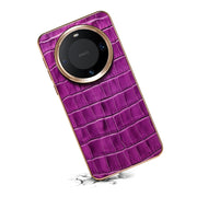 For Huawei Mate 60 Pro / Pro+ Denior Crocodile Texture Genuine Leather Electroplating Phone Case(Purple)