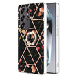 For Samsung Galaxy S25 Ultra 5G Electroplating Splicing Marble Flower Pattern TPU Shockproof Case with Rhinestone Ring Holder(Black Flower) - free shipping - PMC TechLife - Order now!