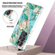For Samsung Galaxy S25 Ultra 5G Electroplating Splicing Marble Flower Pattern TPU Shockproof Case with Rhinestone Ring Holder(Blue Flower)