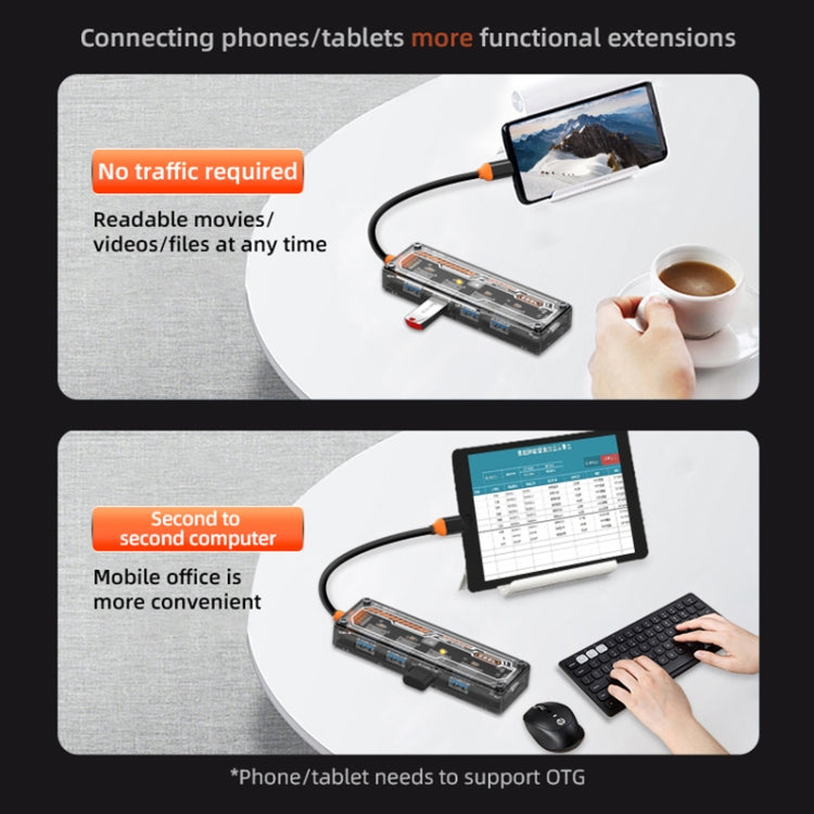 SW4U-A 5 in 1 USB to Type-C + 4 x USB3.0 HUB Docking Station(Grey)