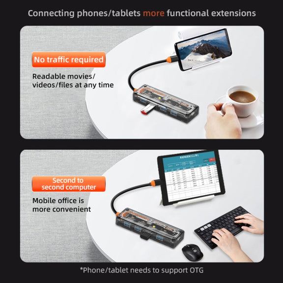 SW4U-C 5 in 1 Type-C to Type-C + 4 x USB3.0 HUB Docking Station(Grey)