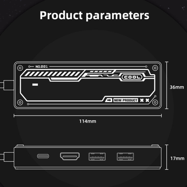 SW6V 6 in 1 Type-C to USB + HDMI + VGA + Audio 3.5 HUB Docking Station(Grey)