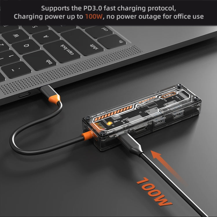 SW6V 6 in 1 Type-C to USB + HDMI + VGA + Audio 3.5 HUB Docking Station(Grey)