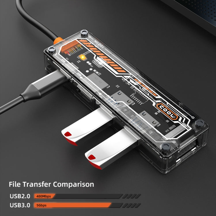 SW6V 6 in 1 Type-C to USB + HDMI + VGA + Audio 3.5 HUB Docking Station(Grey)