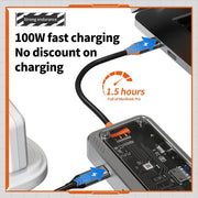 SW8V 8 in 1 Type-C to USB + HDMI + RJ45 + SD/TF HUB Docking Station(Grey)