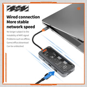 SW8V 8 in 1 Type-C to USB + HDMI + RJ45 + SD/TF HUB Docking Station(Grey)